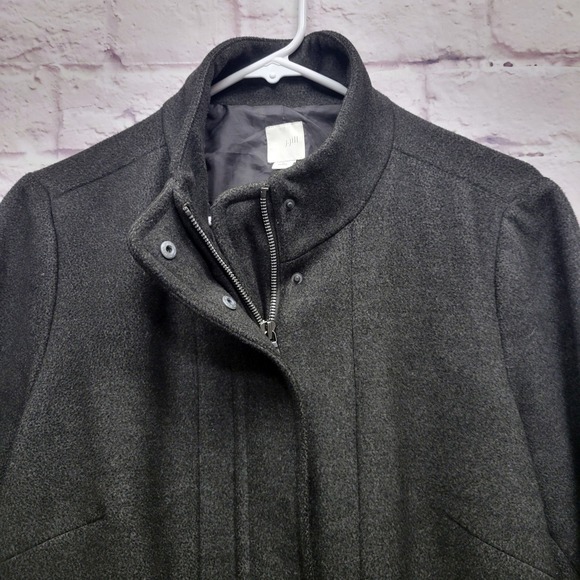 J Jill Peacoat Jacket Lined Coat Womens MP Charcoal Gray Minimalist Fleece Warm - Picture 3 of 9